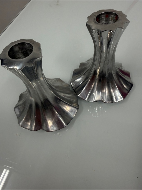 Dansk Other - Dansk Silver Fluted Metal Candle Holders, Pair